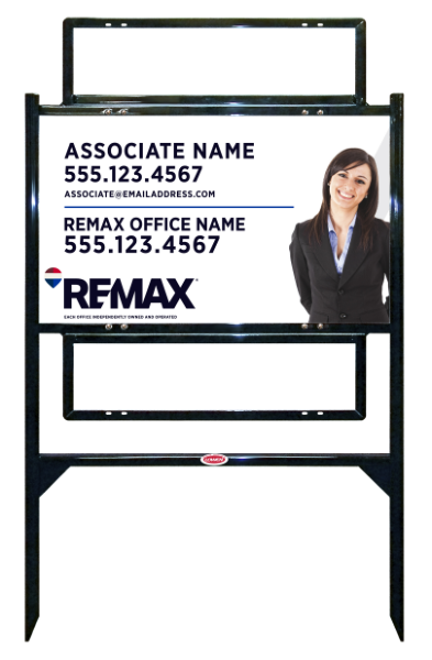 Reflective Angle Iron Frame and Associate Name w Cut Out Photo Sign Unit w2 Rider Insert, 18h x 30w, Steel